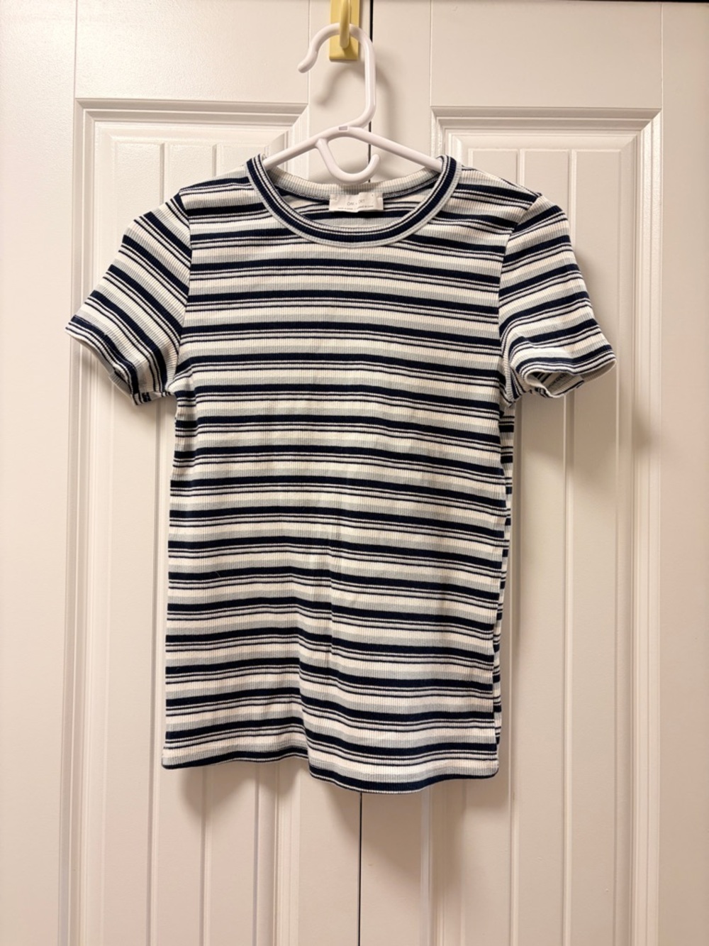 Oak + Fort Ribbed Stripe Tee Blue – S